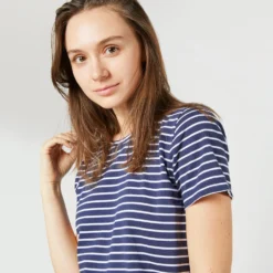 Short-Sleeved Relaxed Tee In Navy/White Stripe Jersey 14 Short-Sleeved Relaxed Tee In Navy/White Stripe Jersey -Garbiera Sales Store S70648 5784