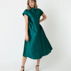 Gianna Dress In Peacock Silk Shantung -Garbiera Sales Store S70925 1