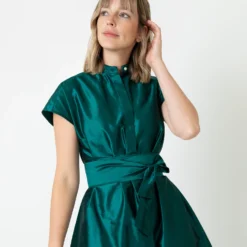 Gianna Dress In Peacock Silk Shantung -Garbiera Sales Store S70925 6