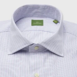 Spread Collar Dress Shirt In Pink/Blue/Olive Hairline Stripe Poplin -Garbiera Sales Store S70998 280