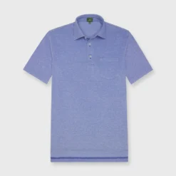 Short-Sleeved Polo In Ink Oxford Pique