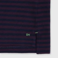 Short-Sleeved Polo In Merlot/Navy Stripe Dark Oxford Pique -Garbiera Sales Store S71038 50