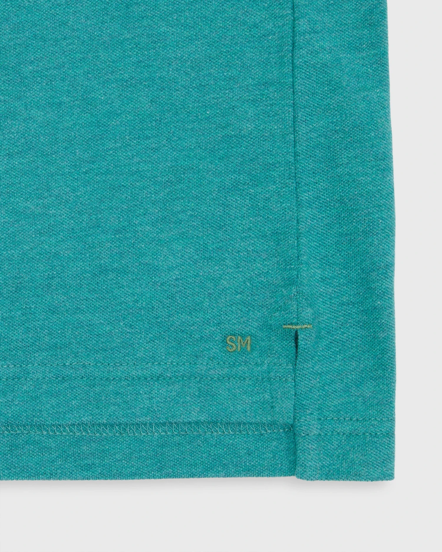 Long-Sleeved Polo In Heathered Green Pima Pique 5 Long-Sleeved Polo In Heathered Green Pima Pique - Image 3
