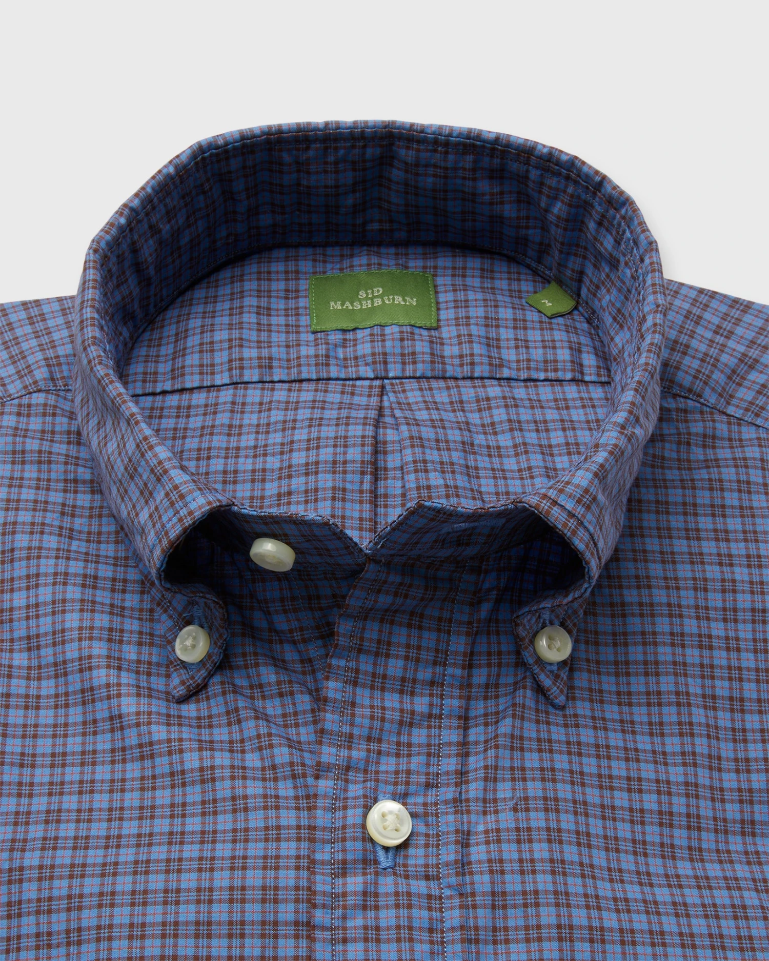 Button-Down Sport Shirt In Blue/Brown/Orange Check Poplin 4 Button-Down Sport Shirt In Blue/Brown/Orange Check Poplin - Image 2