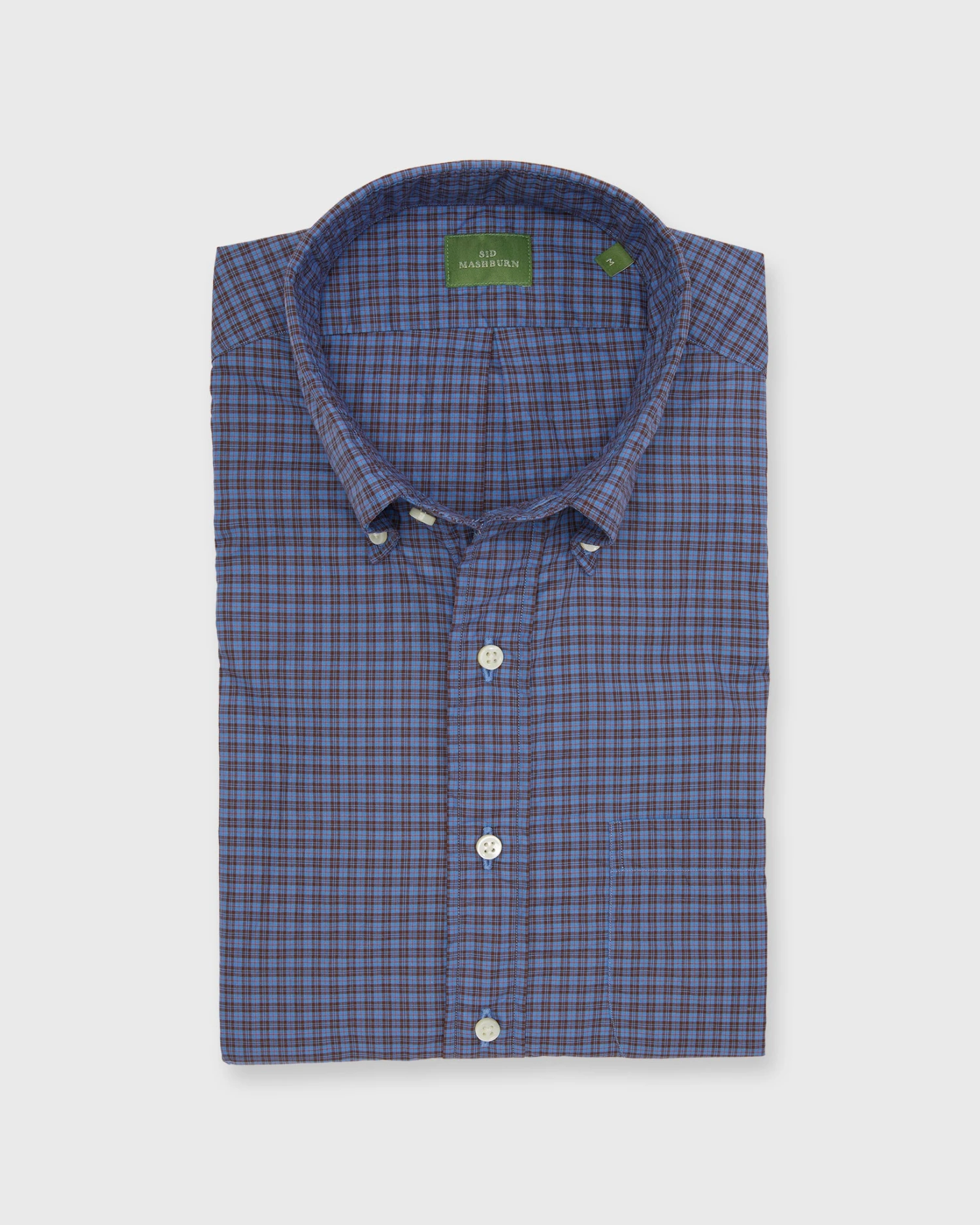 Button-Down Sport Shirt In Blue/Brown/Orange Check Poplin 3 Button-Down Sport Shirt In Blue/Brown/Orange Check Poplin