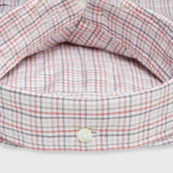 Button-Down Sport Shirt In Bone/Coral/Olive Tattersall Twill -Garbiera Sales Store S71047 332