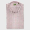Button-Down Sport Shirt In Bone/Coral/Olive Tattersall Twill -Garbiera Sales Store S71047 40