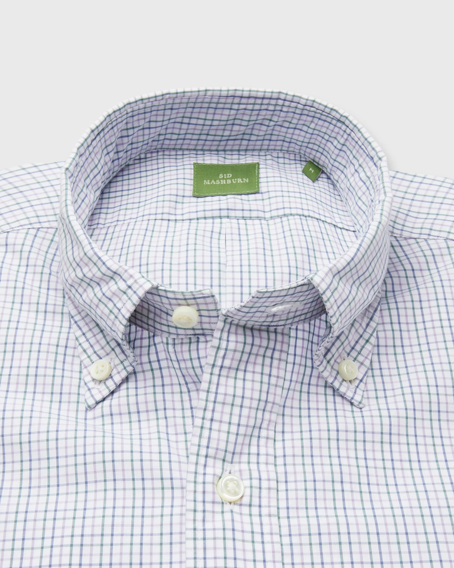 Button-Down Sport Shirt In Lavender/Navy/Forest Tattersall Poplin 4 Button-Down Sport Shirt In Lavender/Navy/Forest Tattersall Poplin - Image 2