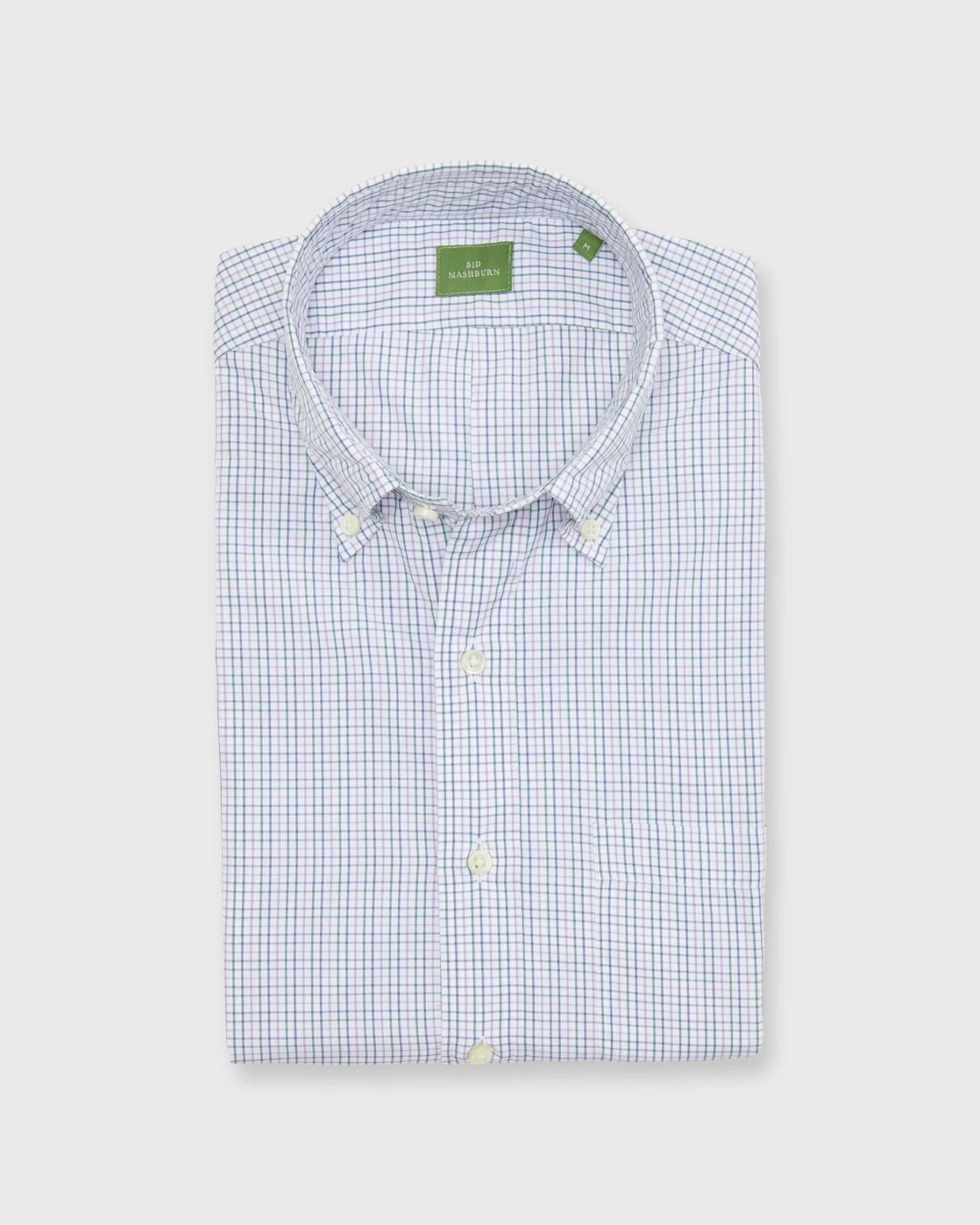 Button-Down Sport Shirt In Lavender/Navy/Forest Tattersall Poplin 3 Button-Down Sport Shirt In Lavender/Navy/Forest Tattersall Poplin