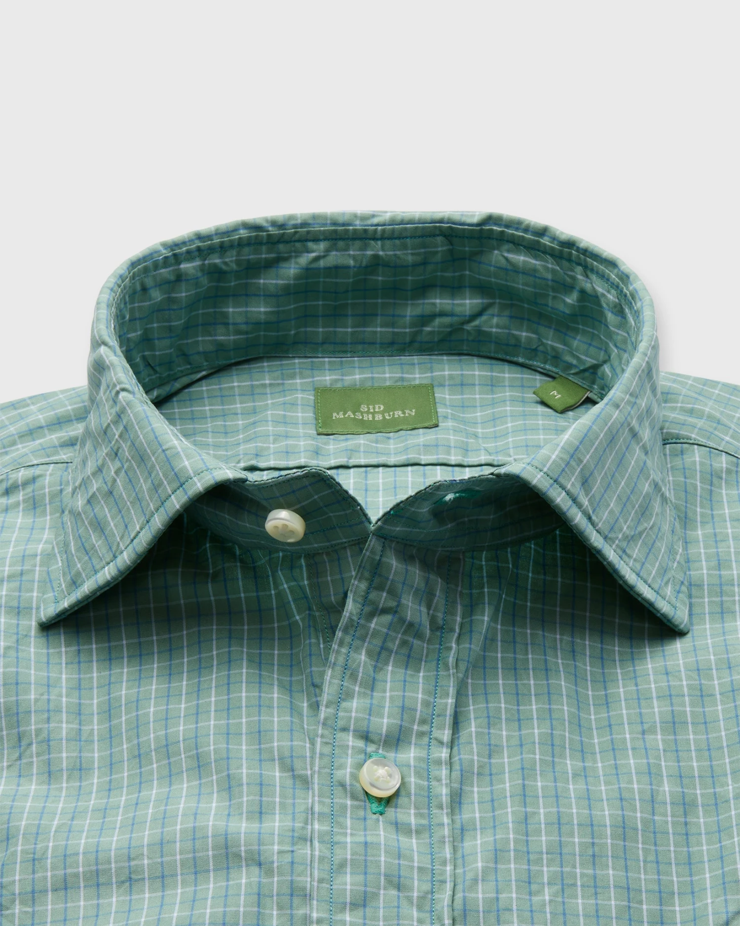 Spread Collar Sport Shirt In Juniper/Blue/Sky Tattersall Poplin 4 Spread Collar Sport Shirt In Juniper/Blue/Sky Tattersall Poplin - Image 2