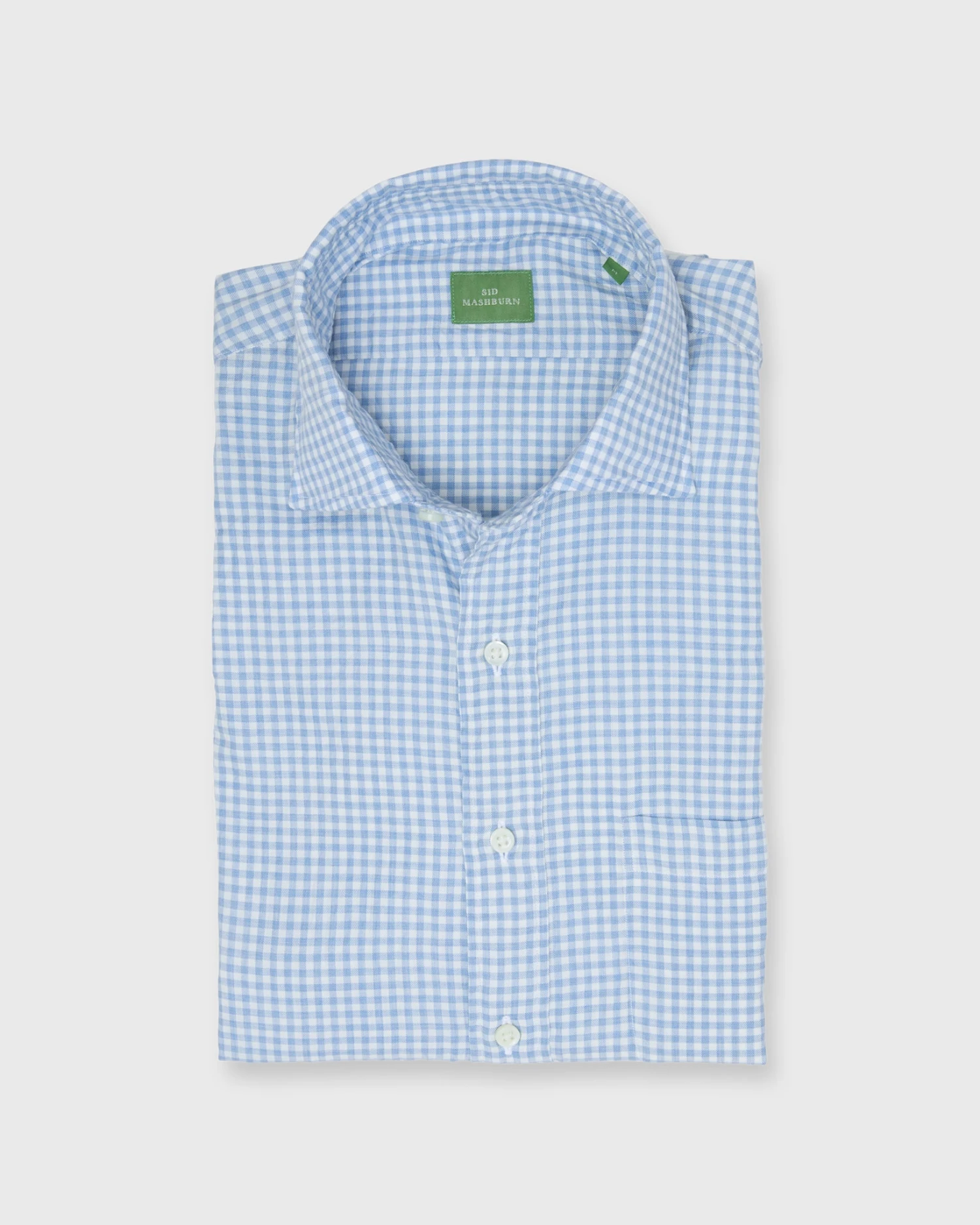 Spread Collar Sport Shirt In Sky Gingham Brushed Twill 3 Spread Collar Sport Shirt In Sky Gingham Brushed Twill