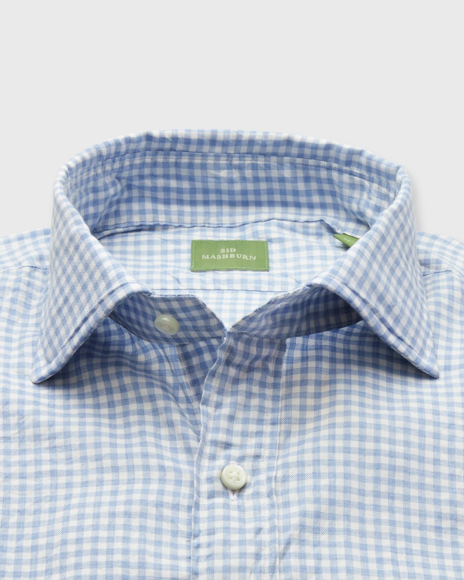Spread Collar Sport Shirt In Sky Gingham Brushed Twill 4 Spread Collar Sport Shirt In Sky Gingham Brushed Twill - Image 2