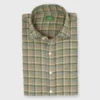 Spread Collar Sport Shirt In Olive/Blue/Nantucket Tattersall Flannel -Garbiera Sales Store S71055 77