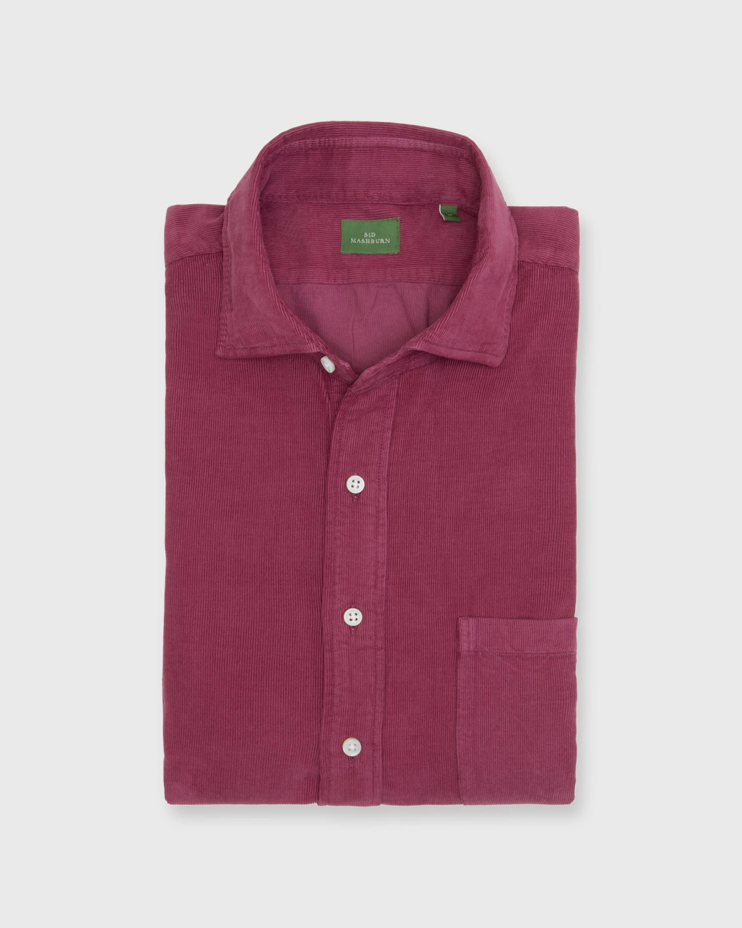 Spread Collar Sport Shirt In Mulberry Corduroy 3 Spread Collar Sport Shirt In Mulberry Corduroy