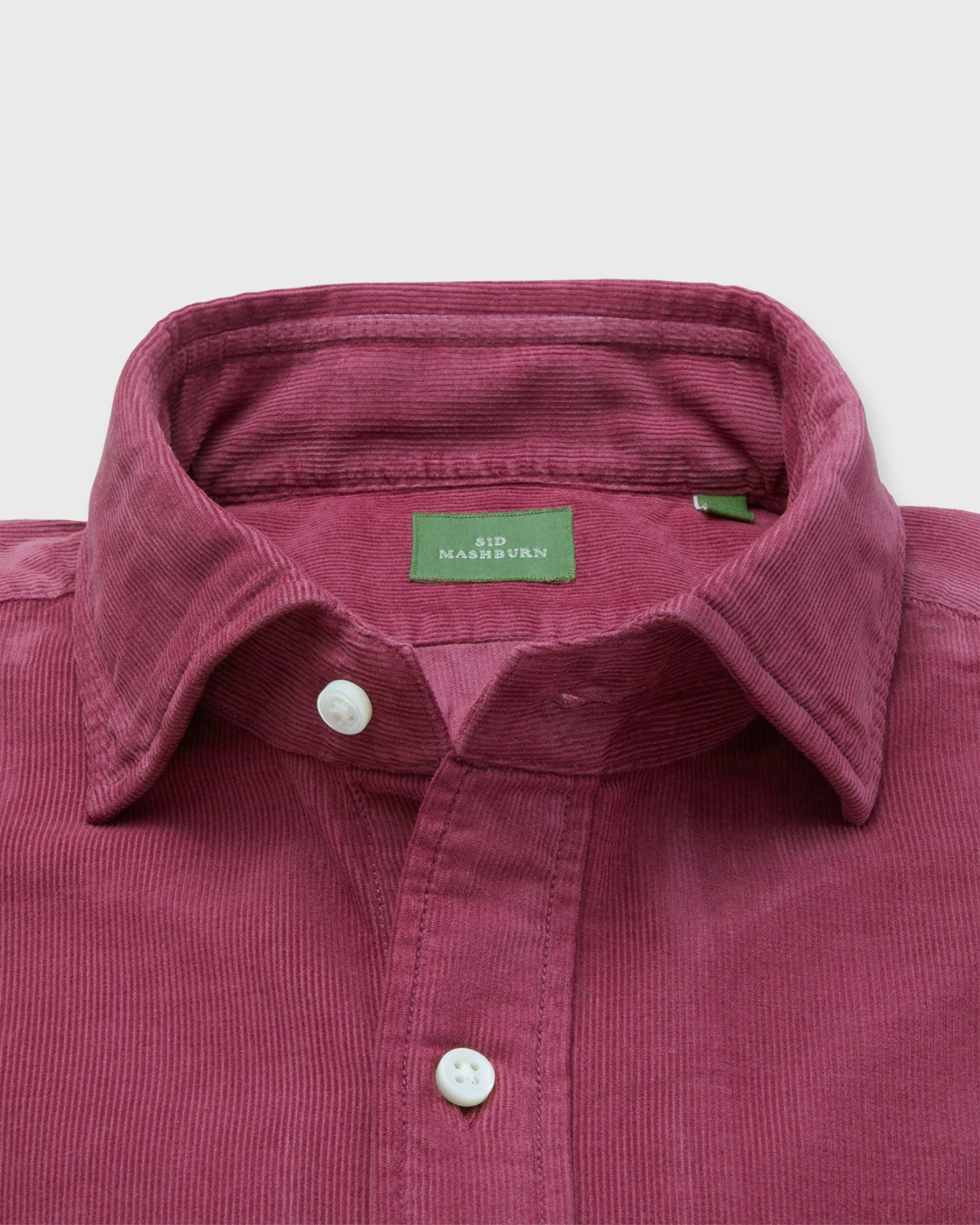 Spread Collar Sport Shirt In Mulberry Corduroy 4 Spread Collar Sport Shirt In Mulberry Corduroy - Image 2