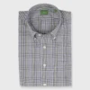 Button-Down Sport Shirt In Olive/Navy/Brown Plaid Poplin -Garbiera Sales Store S71060 145 copy