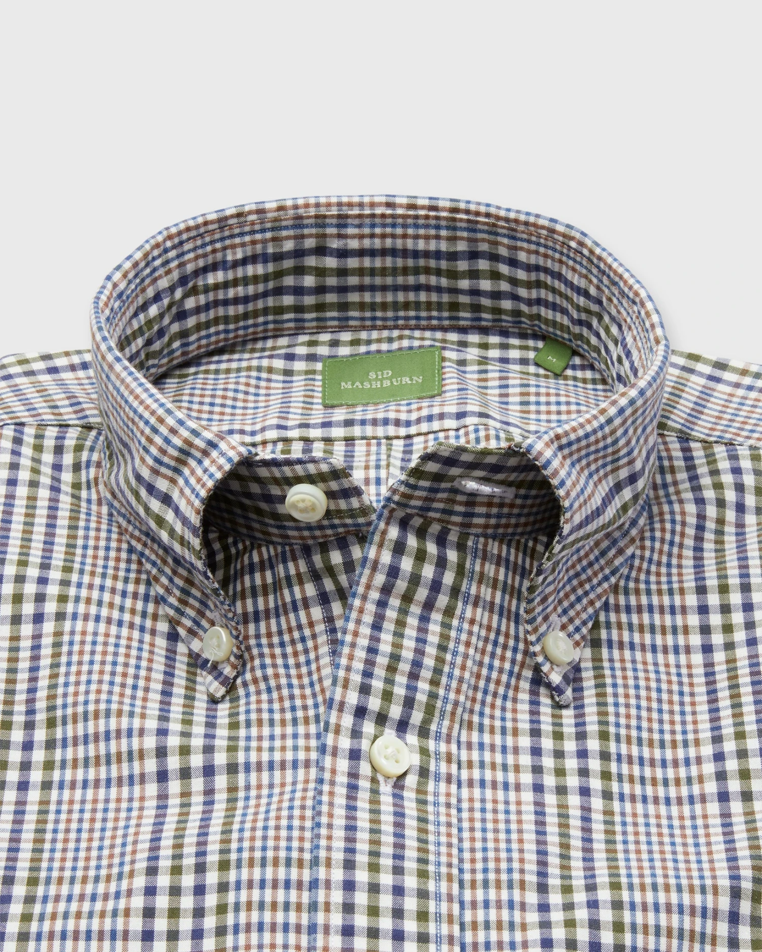 Button-Down Sport Shirt In Olive/Navy/Brown Plaid Poplin 4 Button-Down Sport Shirt In Olive/Navy/Brown Plaid Poplin - Image 2