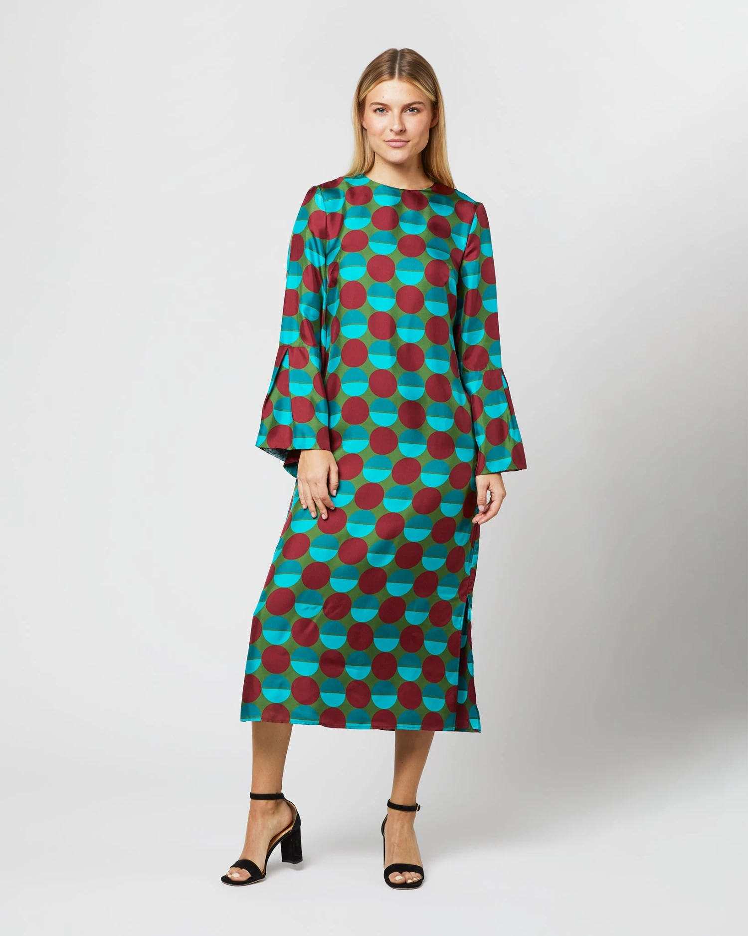 Flicker Dress In Sfere Grandi Verde Twill Silk 3 Flicker Dress In Sfere Grandi Verde Twill Silk