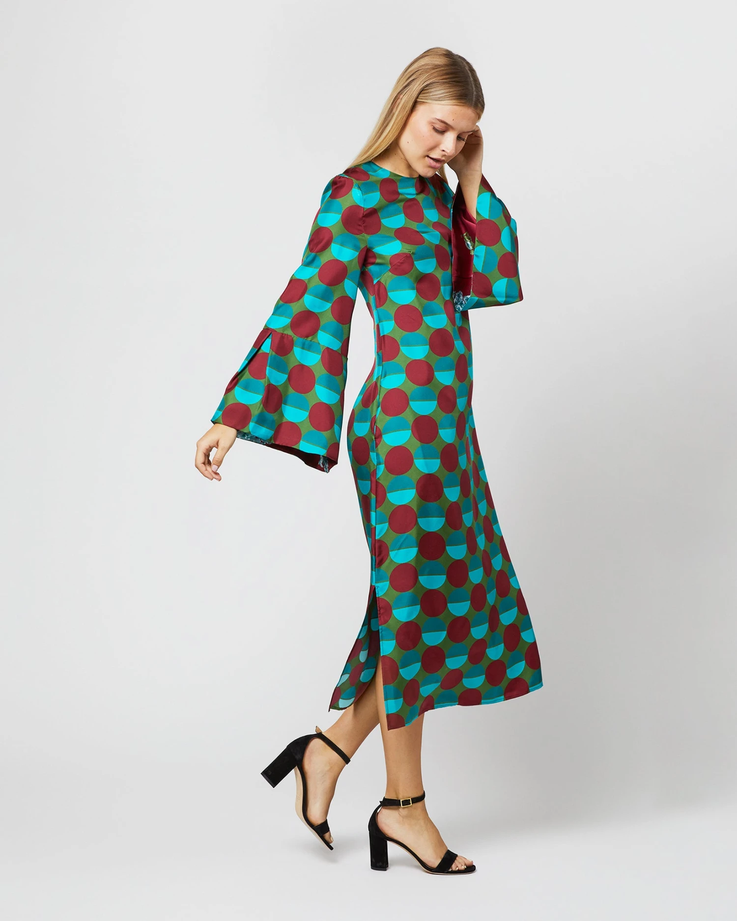 Flicker Dress In Sfere Grandi Verde Twill Silk 7 Flicker Dress In Sfere Grandi Verde Twill Silk - Image 5