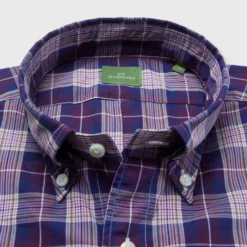 Button-Down Sport Shirt In Merlot/Lavender/Ochre Plaid Poplin -Garbiera Sales Store S71181 152