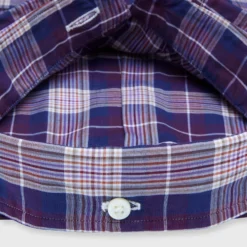 Button-Down Sport Shirt In Merlot/Lavender/Ochre Plaid Poplin -Garbiera Sales Store S71181 256