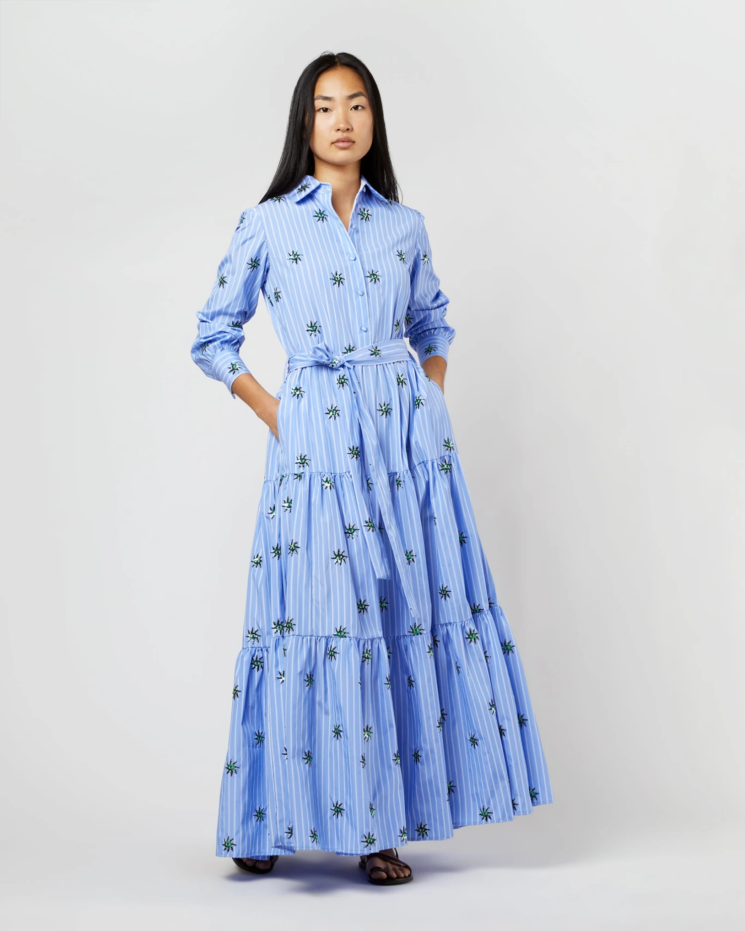 Bellini Dress In Third Eye Embroidered Popeline 3 Bellini Dress In Third Eye Embroidered Popeline