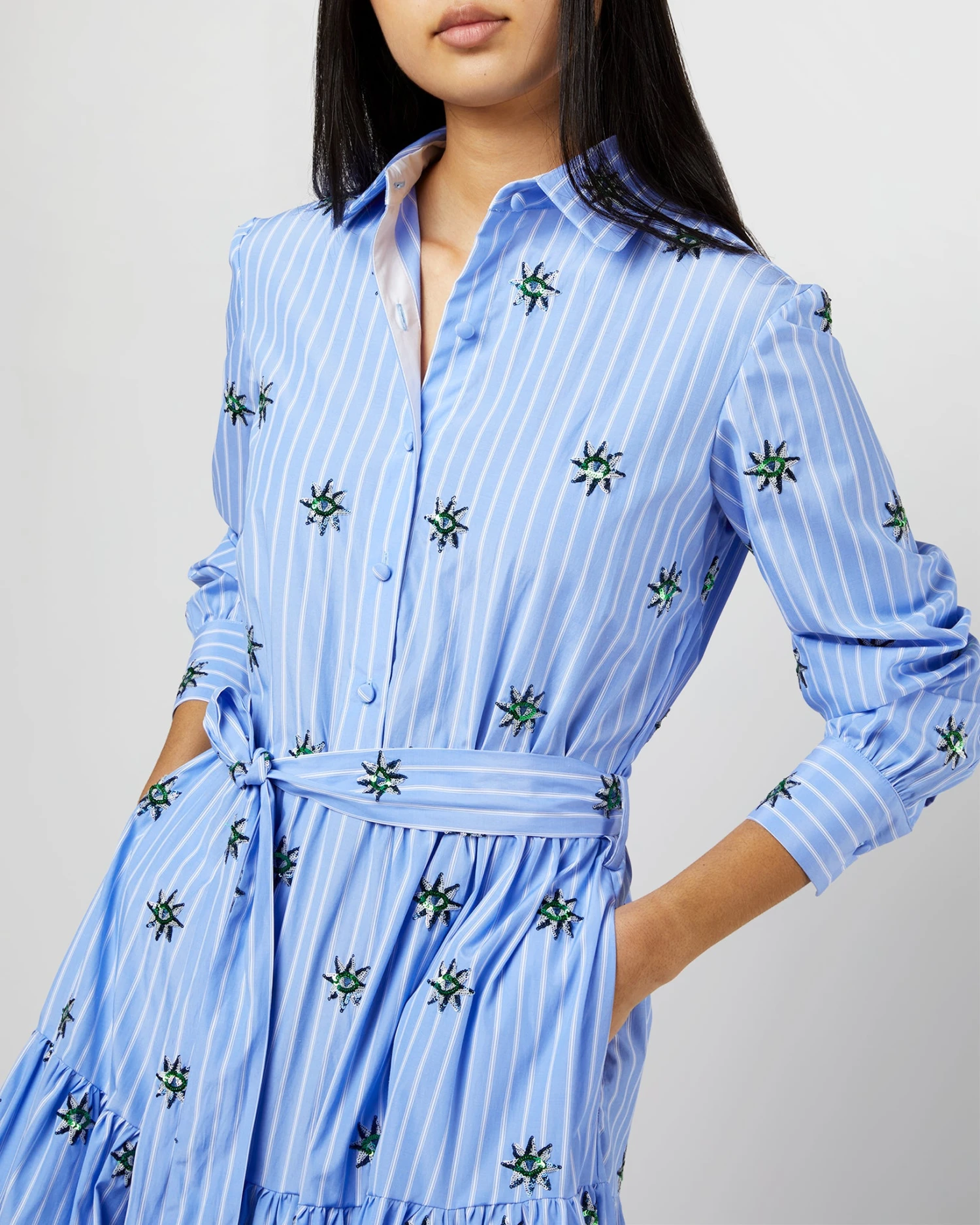 Bellini Dress In Third Eye Embroidered Popeline 4 Bellini Dress In Third Eye Embroidered Popeline - Image 2