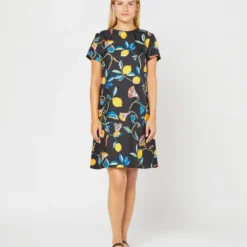 Mini Swing Dress In Borboni Twill Silk