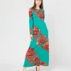 Long Sleeve Swing Dress In Anemone Ghirlanda Sablé