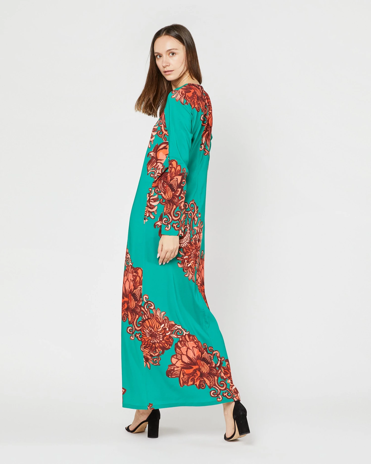 Long Sleeve Swing Dress In Anemone Ghirlanda Sablé 7 Long Sleeve Swing Dress In Anemone Ghirlanda Sablé - Image 5