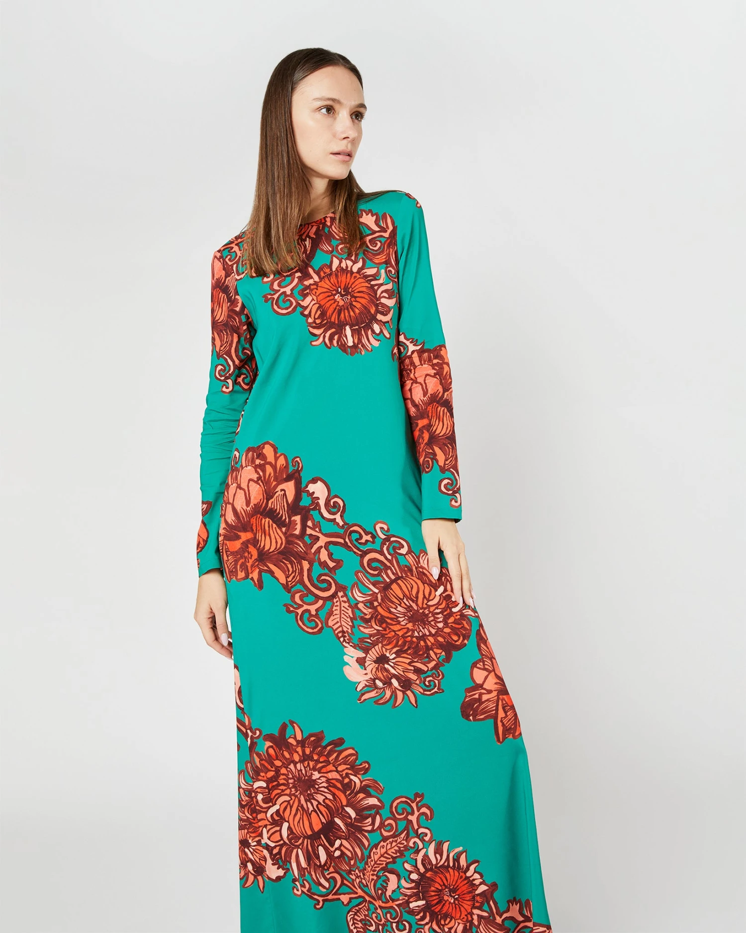 Long Sleeve Swing Dress In Anemone Ghirlanda Sablé 9 Long Sleeve Swing Dress In Anemone Ghirlanda Sablé - Image 7