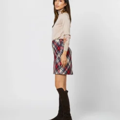 Penny Skirt In Red/Blue/Natural Tartan Jacquard -Garbiera Sales Store S71355 315
