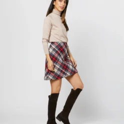 Penny Skirt In Red/Blue/Natural Tartan Jacquard -Garbiera Sales Store S71355 321