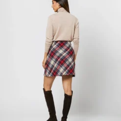 Penny Skirt In Red/Blue/Natural Tartan Jacquard -Garbiera Sales Store S71355 348