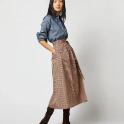 Elana Wrap Skirt In Red/Brown Check Taffeta 13 Elana Wrap Skirt In Red/Brown Check Taffeta -Garbiera Sales Store S71359 257
