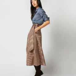 Elana Wrap Skirt In Red/Brown Check Taffeta 15 Elana Wrap Skirt In Red/Brown Check Taffeta -Garbiera Sales Store S71359 286