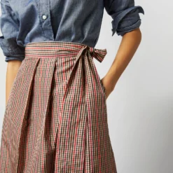Elana Wrap Skirt In Red/Brown Check Taffeta 17 Elana Wrap Skirt In Red/Brown Check Taffeta -Garbiera Sales Store S71359 340