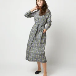 Kimono Shirtwaist Dress In Blue/Green Lindsay Garden Liberty Fabric 11 Kimono Shirtwaist Dress In Blue/Green Lindsay Garden Liberty Fabric -Garbiera Sales Store S71373 1590