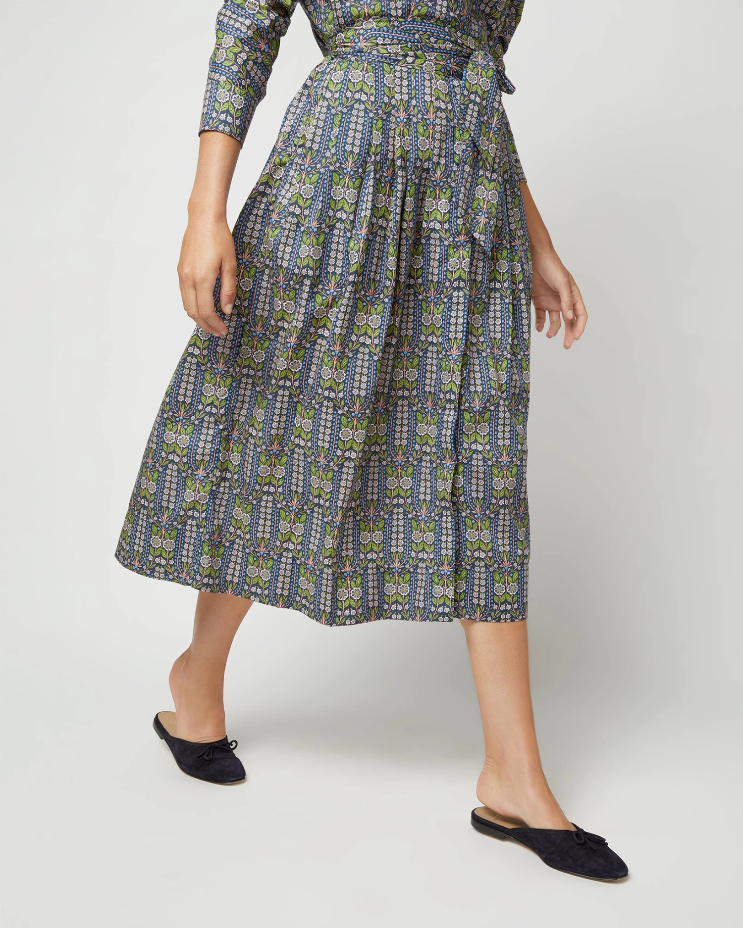 Kimono Shirtwaist Dress In Blue/Green Lindsay Garden Liberty Fabric 8 Kimono Shirtwaist Dress In Blue/Green Lindsay Garden Liberty Fabric - Image 6