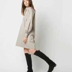 Anaya Popover Dress In Taupe Poplin -Garbiera Sales Store S71374 727