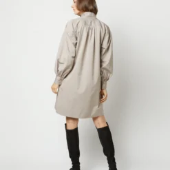 Anaya Popover Dress In Taupe Poplin -Garbiera Sales Store S71374 755