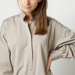 Anaya Popover Dress In Taupe Poplin -Garbiera Sales Store S71374 831