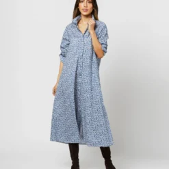 Annette Dress In Blue Helenium Liberty Fabric -Garbiera Sales Store S71376 1192