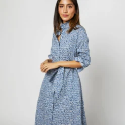 Annette Dress In Blue Helenium Liberty Fabric -Garbiera Sales Store S71376 1304