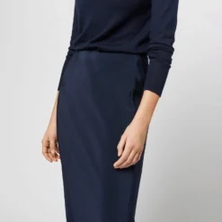 Mare Slip Skirt In Navy Silk Crepe De Chine -Garbiera Sales Store S71378 1148