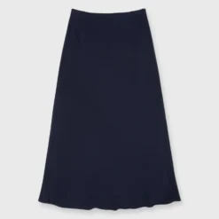 Mare Slip Skirt In Navy Silk Crepe De Chine