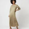 Long-Sleeved Paige Maxi Dress In Gold/Sapphire Sunflower Charmeuse 2 Long-Sleeved Paige Maxi Dress In Gold/Sapphire Sunflower Charmeuse -Garbiera Sales Store S71383 1077