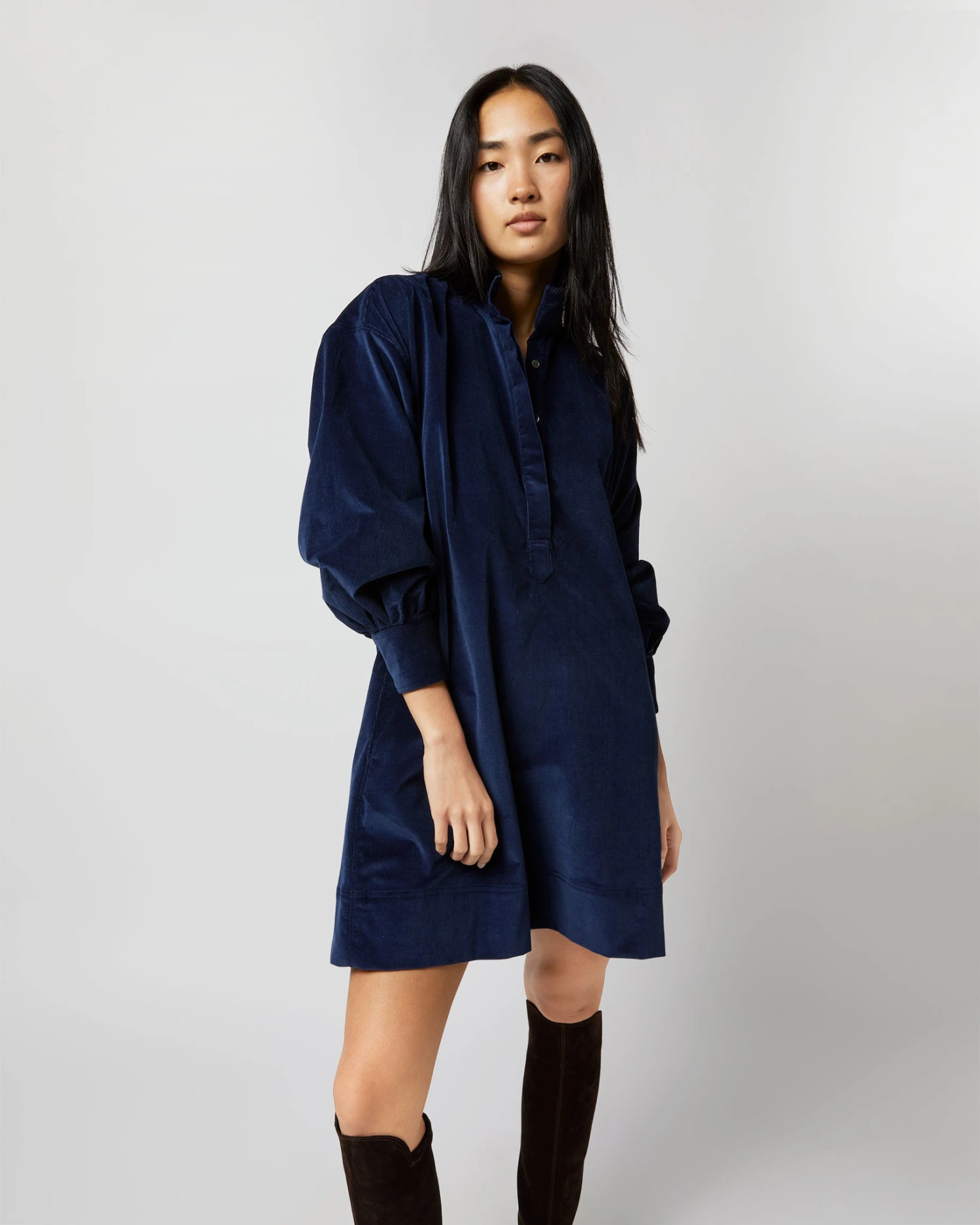 Anaya Popover Dress In Navy Stretch Cord 8 Anaya Popover Dress In Navy Stretch Cord - Image 6