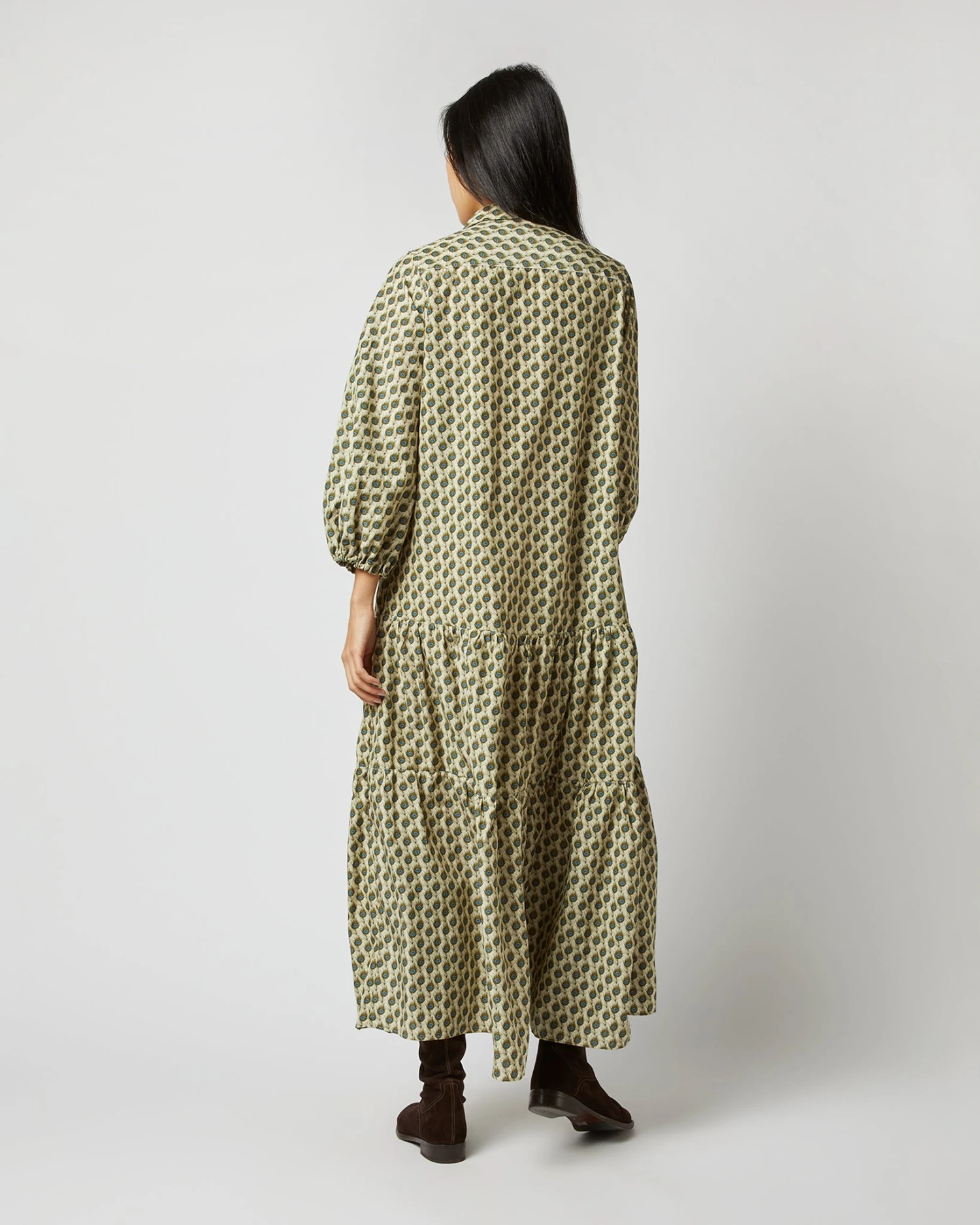 Isla Shirtdress In Ivory Multi Peacock Feathers Habotai 8 Isla Shirtdress In Ivory Multi Peacock Feathers Habotai - Image 6