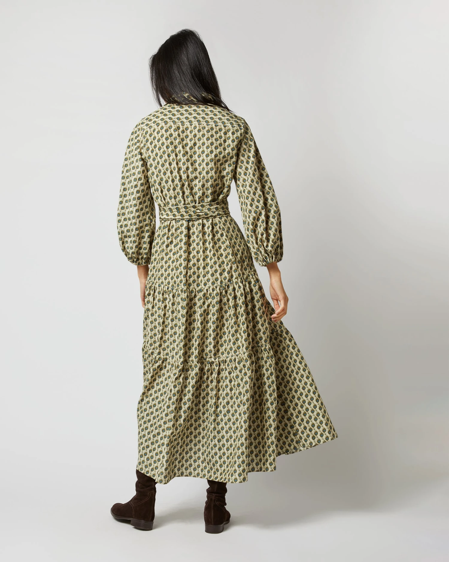 Isla Shirtdress In Ivory Multi Peacock Feathers Habotai 10 Isla Shirtdress In Ivory Multi Peacock Feathers Habotai - Image 8